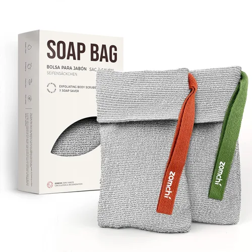 Miniatura 8 de ZOMCHI 2 bolsas de jabón exfoliante, ahorradores de jabón para barra de jabón, bolsa de barra de jabón para exfoliación profunda, calcetín de jabón