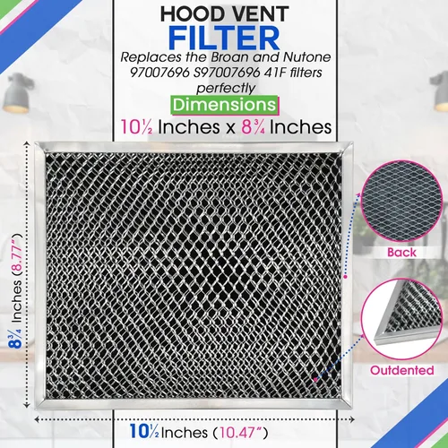 Miniatura 3 de Filtro de ventilación de campana de cocina 10.5" x 8.8" 41F 97007696 Compatible con Nutone y Broan Filtro de campana de repuesto para ventilador