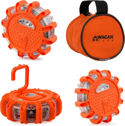 WAGAN Fred Disco de luces LED parpadeantes para emergencia en carretera, paquete de de 3, Rojo
