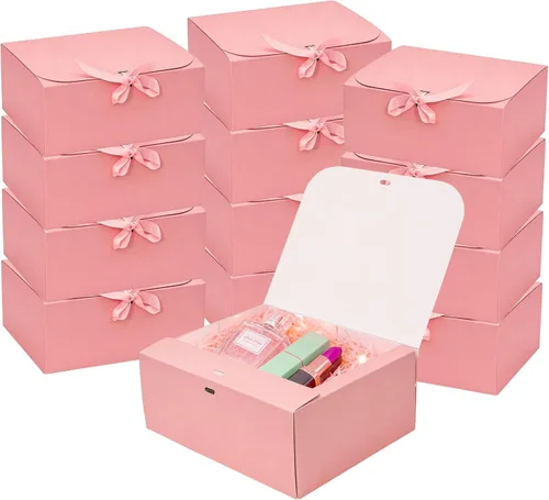 Miniatura 13 de Paquete de 12 cajas de regalo blancas con tapas a granel, caja de propuesta de dama de honor con cinta, cajas de regalo para bodas, Navidad, día