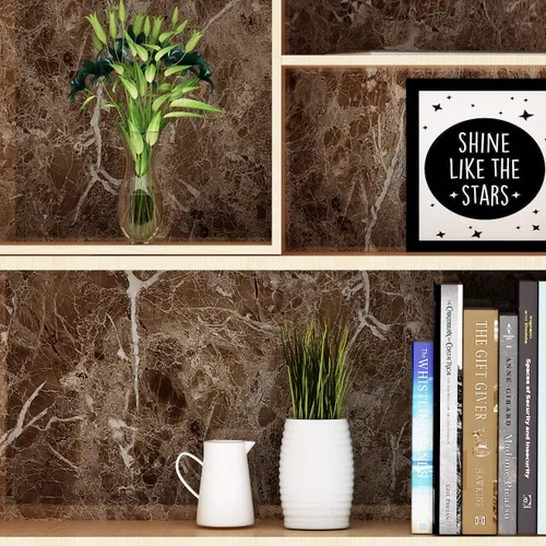 Miniatura 4 de Livelynine Cubiertas para Encimeras Despegar y Pegar Papel de Contacto de Mármol Marrón para Encimeras Papel Tapiz Impermeable Cocina Láminas Café