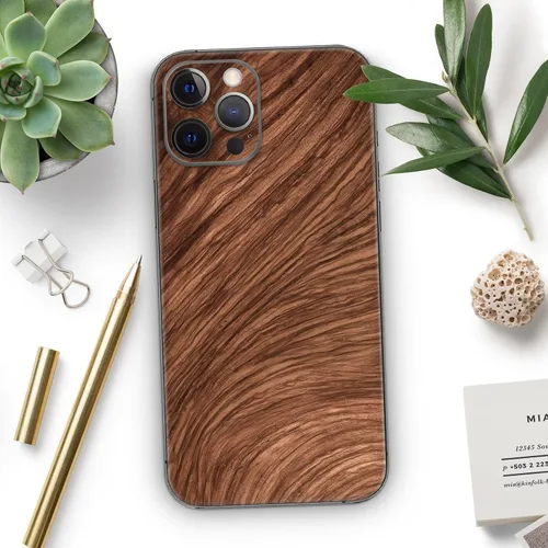 Miniatura 7 de DesignSkinz Kit de calcomanías de cuerpo completo compatible con iPhone 15 Plus, madera natural de lujo V3