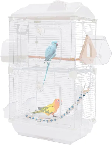 Miniatura 10 de Jaula grande para pájaros con tragaluz abierto, soporte rodante y 5 puertas, jaulas móviles para loros, jaula de vuelo para pájaros de mascotas