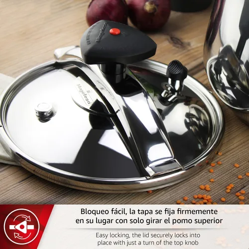Miniatura 5 de Magefesa Star Recta - Olla a presión tradicional 14L, acero inoxidable 18/10, para todo tipo de cocinas, inducción, 3 sistemas de seguridad
