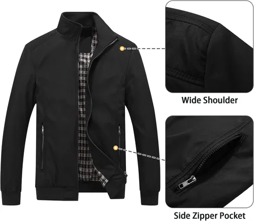 Miniatura 5 de Lamgool Chaquetas ligeras para hombre, cortavientos, casuales, para primavera, otoño, abrigo activo para exteriores