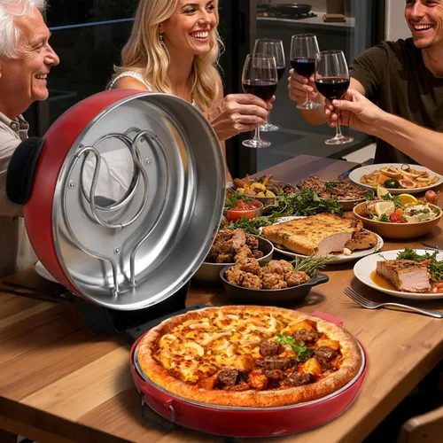 Miniatura 8 de VEVOR Horno de pizza, máquina eléctrica de pizza de 12 pulgadas, cocina eléctrica de pizzas de 1200 W con revestimiento antiadherente, apertura