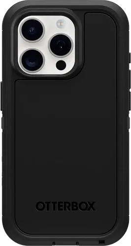 OtterBox Funda para iPhone 15 Pro (solamente) Defender Series XT, color negro, sin pantalla, resistente, se ajusta a MagSafe, accesorio con cordón