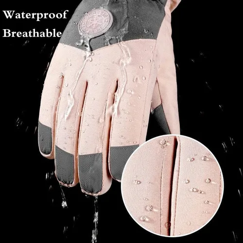 Miniatura 3 de JJZS Guantes de nieve de esquí de invierno para hombres, mujeres, jóvenes Guantes de calentamiento de manos impermeables para pantalla táctil