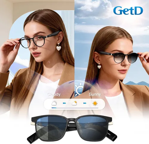 Miniatura 7 de GetD Lentes AI, traducción en tiempo real con IA en 147 idiomas, lentes de sol polarizados inteligentes de nailon, gafas de aviador Bluetooth
