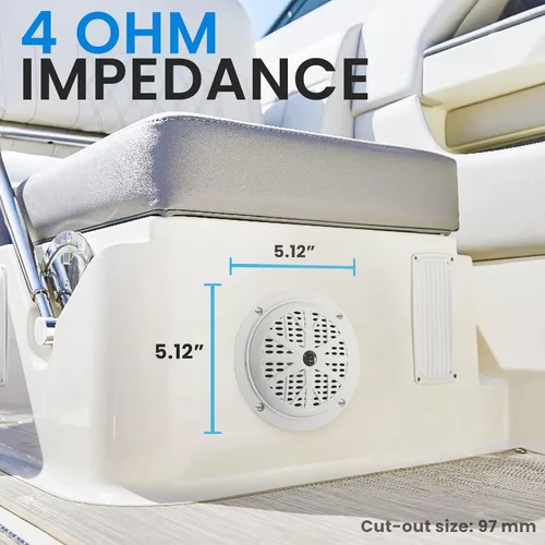 Miniatura 3 de Pyle Altavoces marinos duales de 4 pulgadas, resistente al agua y a la intemperie, sistema de sonido estéreo de audio para exteriores con cono