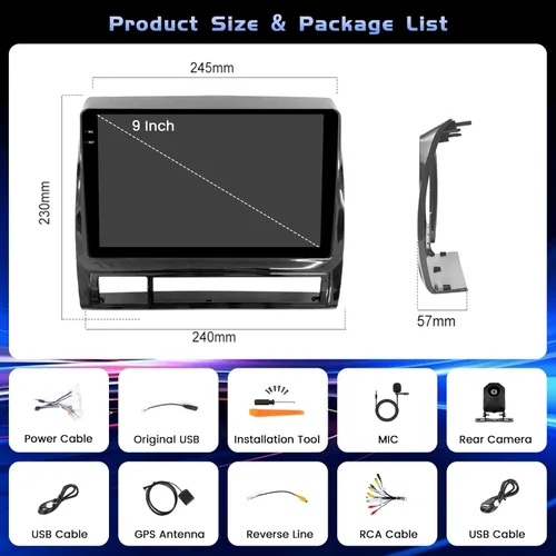 Miniatura 6 de Radio de coche 4G+64G para Toyota Tacoma 2005-2015, 9 '' Incell pantalla táctil completa estéreo Android 15 inalámbrico CarPlay Android Auto