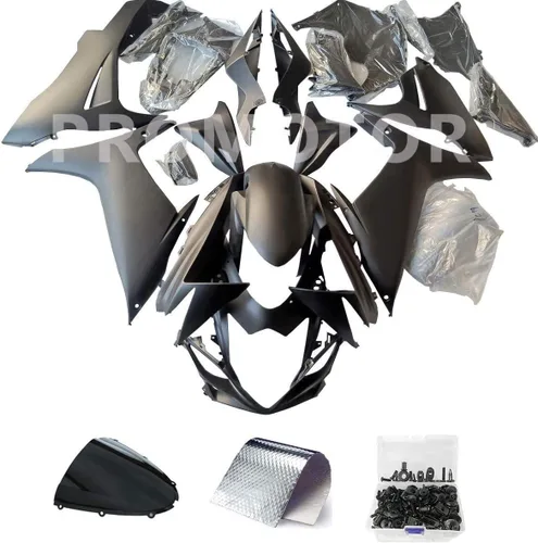 Miniatura 2 de Kit de carenado de motocicleta negro brillante compatible con Suzuki GSXR 600 GSXR 750 2011 2012 2013 2014 2015 2016 2017 2018 2019 2020 (25 piezas)