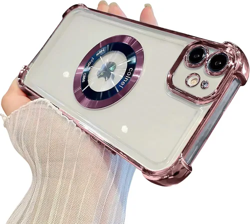 Miniatura 27 de Funda magnética transparente para iPhone 14 Plus, lujo brillante en las cuatro esquinas, protección de grado militar a prueba de golpes