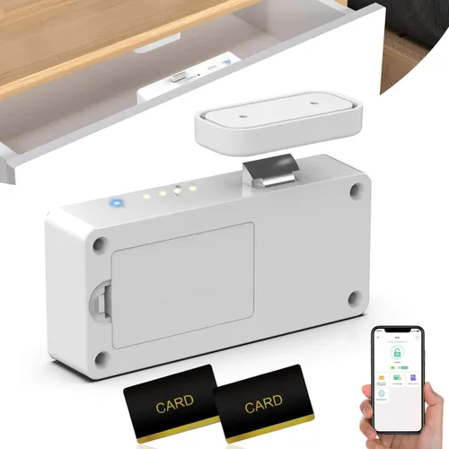 eLinkSmart Cerradura Inteligente para Gabinete, Oculta Sin Taladro Adhesiva Magnética a Prueba de Bebés Cerraduras de Cajón a Prueba de Niños, Blanco