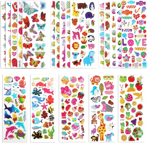 Miniatura 12 de SAVITA Adhesivos 3D para niños y niñas pequeños +500 paquete variado de calcomanías hinchadas para álbum de recortes, diario de viñetas, incluye
