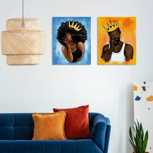Miniatura 5 de Nuberlic Paquete de 2 lienzos de pintura para parejas, lienzos predibujados para pintar para adultos, suministros de fiesta de pintura y sorbos