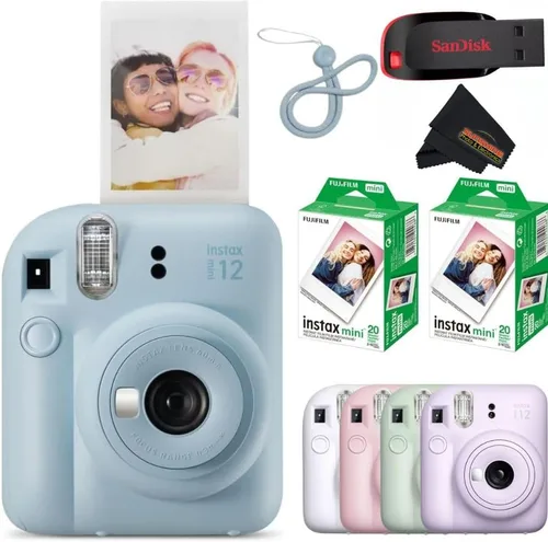 Miniatura 11 de Fujifilm Instax Mini 12 cámara instantánea Blossom Pink con unidad flash USB Sandisk de 32 GB + paquete de película Fujifilm Instax Mini de 40