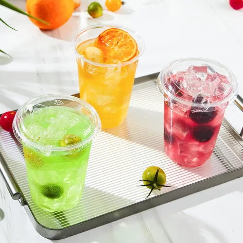 Miniatura 6 de BYSNOW Paquete de 100 vasos de plástico transparente de 16 onzas con tapas, tazas desechables para café helado con tapas para sorber, vasos