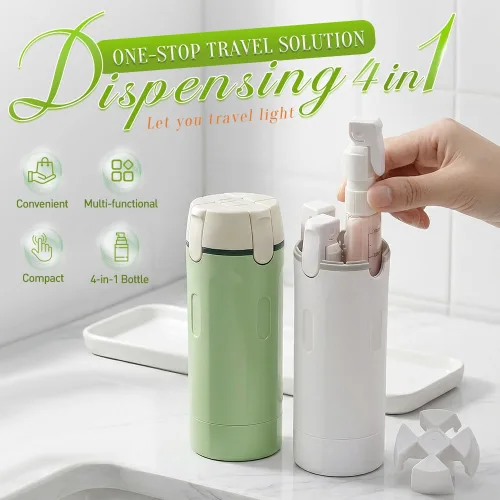 Miniatura 2 de Botella dispensadora de viaje 4 en 1, botellas de champú y acondicionador de viaje recargables actualizadas 2026, recipientes portátiles a prueba