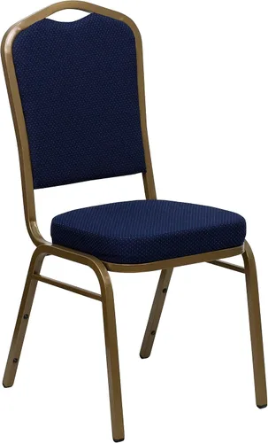 Miniatura 68 de Flash Furniture HERCULES Series - Silla apilable para banquetes con respaldo de corona en tela negra con estampado, marco de vena plateada Tela