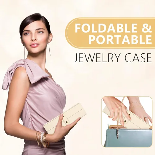 Miniatura 3 de CHFONG Joyero de 2 capas de piel sintética soporte de joyería portátil de viaje extraíble para collares aretes anillos pulseras joyeros organizador