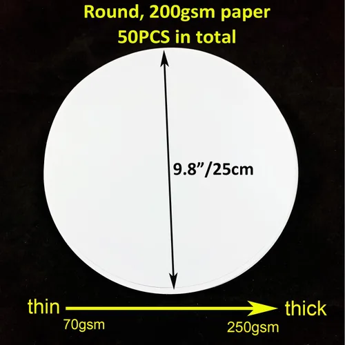 Miniatura 6 de KYMY 50 piezas de papel de cartulina redondo blanco, papel de construcción grueso de color pastel de 7.05 oz/m², papel de construcción circular