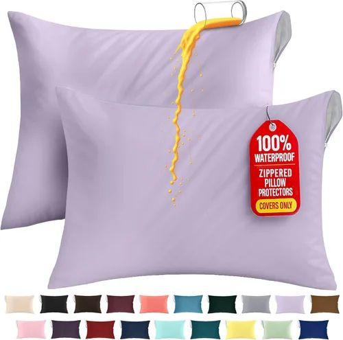 Miniatura 25 de Utopia Bedding Protector de almohada impermeable, con cremallera, paquete de 2, beige, estándar, funda de almohada a prueba de chinches, de 20 x 26