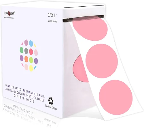 Miniatura 8 de PARLAIM Pegatinas adhesivas permanentes redondas de 1 pulgada con código de color en forma de puntos, 1000 por rollo, caja dispensadora de Azul