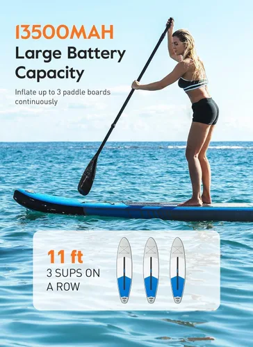 Miniatura 2 de GiveBest Rechargeable Paddle Board Pump, 20 PSI High Pressure and 30% Faster Dual Stage SUP Air Pump with Auto-Off, 3x4500MAH, Inflation and