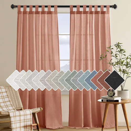 Miniatura 13 de H.VERSAILTEX Cortinas aireadas mezcladas de lino natural con pestaña superior para sala de estar, decoración del hogar, material suave y rico que