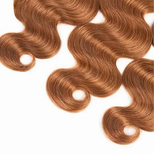 Miniatura 5 de Color 30 paquetes de cabello humano marrón onda del cuerpo paquetes 8 10 12 pulgadas brasileño virgen Remy extensiones de cabello humano doble trama