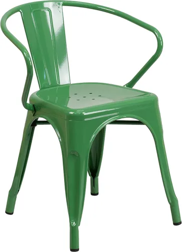 Miniatura 20 de Flash Furniture silla de metal con apoyabrazos, Metal, Negro