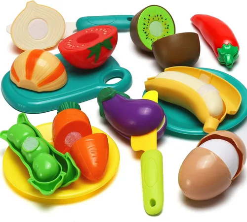 Miniatura 5 de LESUTER TOYS - 70 piezas de juguete de corte para la cocina de niños, accesorios de frutas y verduras imaginarias con cesta de almacenamiento