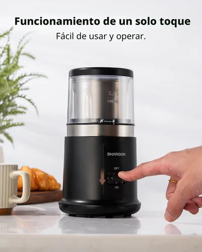 Miniatura 7 de SHARDOR One Touch - Molinillo de café eléctrico, especias, hierbas, para granos de café, especias y semillas con 1 cuenco extraíble de acero Negro