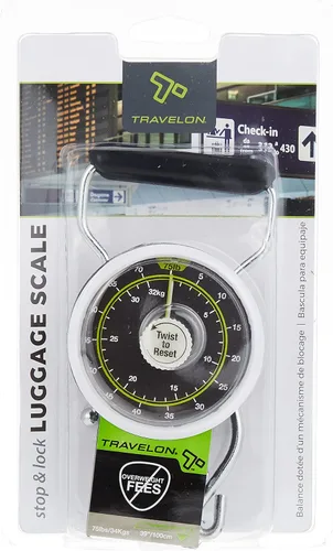 Miniatura 3 de Travelon Báscula de equipaje de parada y bloqueo, Negro, Báscula de equipaje Stop & Lock