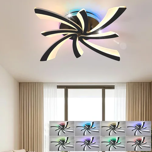 Miniatura 18 de STCH Lámpara de techo LED moderna regulable, lámpara de techo moderna de estrella de 25.6 pulgadas, lámpara de techo LED de montaje empotrado