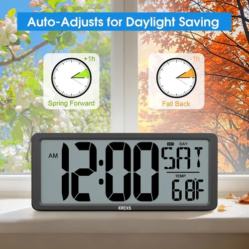 Miniatura 4 de XREXS Reloj de pared digital grande, funciona con pilas despertadores para decoración del hogar, temporizador de cuenta arriba y abajo, pantalla LCD
