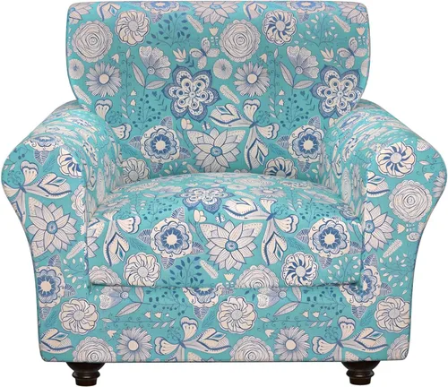 Miniatura 45 de Fundas elásticas para silla, fundas elásticas para sillón de 2 piezas, fundas de sofá lavables con diseño floral para sillón, protector de muebles
