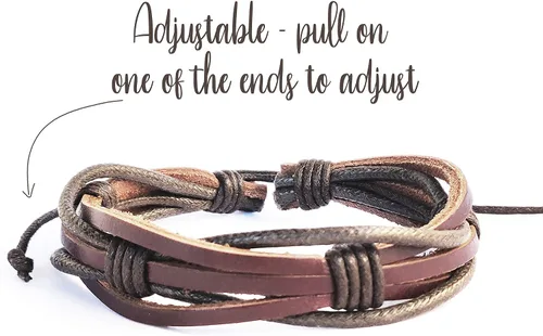 Miniatura 3 de Mens Leather Bracelet Braided Brown Rustic Gift For Dad Fathers Day Cuff Wrist Band Rope Bracelet for Guys