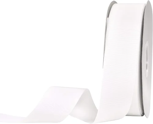 Miniatura 81 de YAMA Rollo de cinta de grogrén sólido, 1 pulgada, 25 yardas para cintas de envoltura de regalos, color blanco