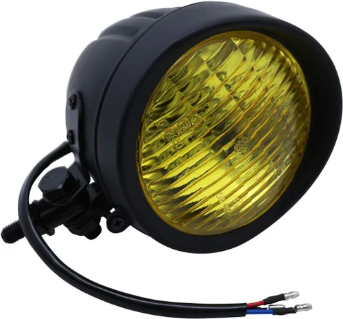 Miniatura 4 de Retro 4.5 "Faros delanteros de motocicleta con visera lente ámbar 4 1/2 pulgadas negro lámpara de cabeza vintage para Harley Sportster Dyna Softail