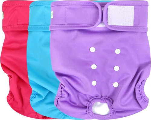 Miniatura 28 de wegreeco - Pañales lavables y reutilizables para perros (patrón elegante), pañales para perras, paquete de 3 (elegante, talla XL)