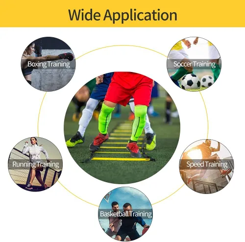 Miniatura 3 de Juego de 1/2/4 escaleras, 12 peldaños de agilidad, escalera de entrenamiento con estacas de acero y bolsa de transporte para fútbol, entrenamiento 1