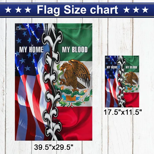 Miniatura 2 de FLAGWIX Mexican American, Mi Hogar Mi Sangre Bandera - 4 de julio, decoraciones del día de la independencia para el hogar, bandera de jardín 12x18
