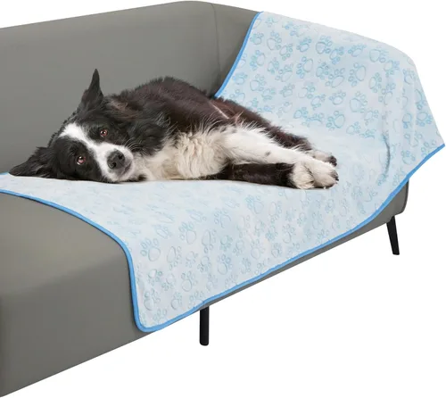 Miniatura 24 de Manta para perros rellena premium suave, con impresión de huella de pata gris de franela, 43 * 66 pulgadas, manta autocalentable para gatos