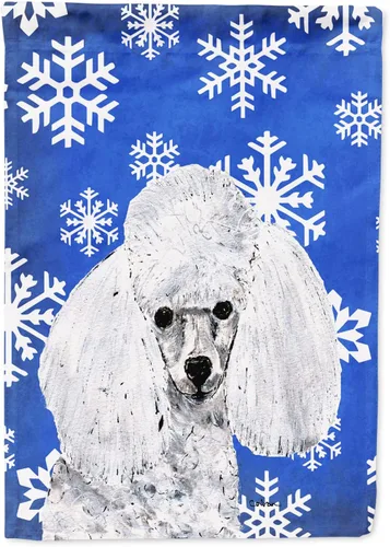 Miniatura 158 de Caroline's Treasures SC9374GF Bulldog English Snow flakes Holiday Garden Flag Buzón Bandera decorativa para patio exterior, patio, obras de arte