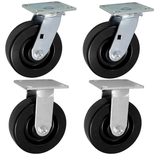 ICON Ruedas giratorias PHN de 6 x 2 pulgadas, ruedas industriales resistentes, placa superior de 4 x 4.5 pulgadas, negro, 2 ruedas rígidas 2