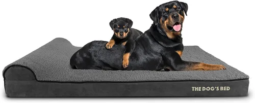 Miniatura 47 de The Dog's Bed - Cama Ortopédica para Perros con Reposacabezas XL Negra de Felpa, Espuma Viscoelástica, Alivio del Dolor para Artritis, Displasia