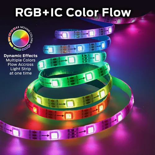Miniatura 5 de Monster Tira de luces LED inteligentes RGB+IC de 25 pies, tira de luces reactivas de sonido para dormitorio, control de aplicación y voz, tira