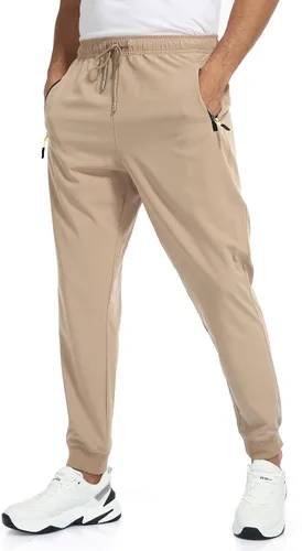 Rapoo Pantalones deportivos ligeros para hombre, de secado rápido, pantalones deportivos con 3 bolsillos con cremallera
